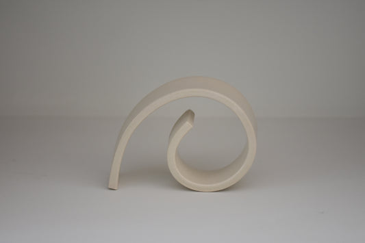 Brutes ceramics medium spiral bookend in cream glossy stoneware.