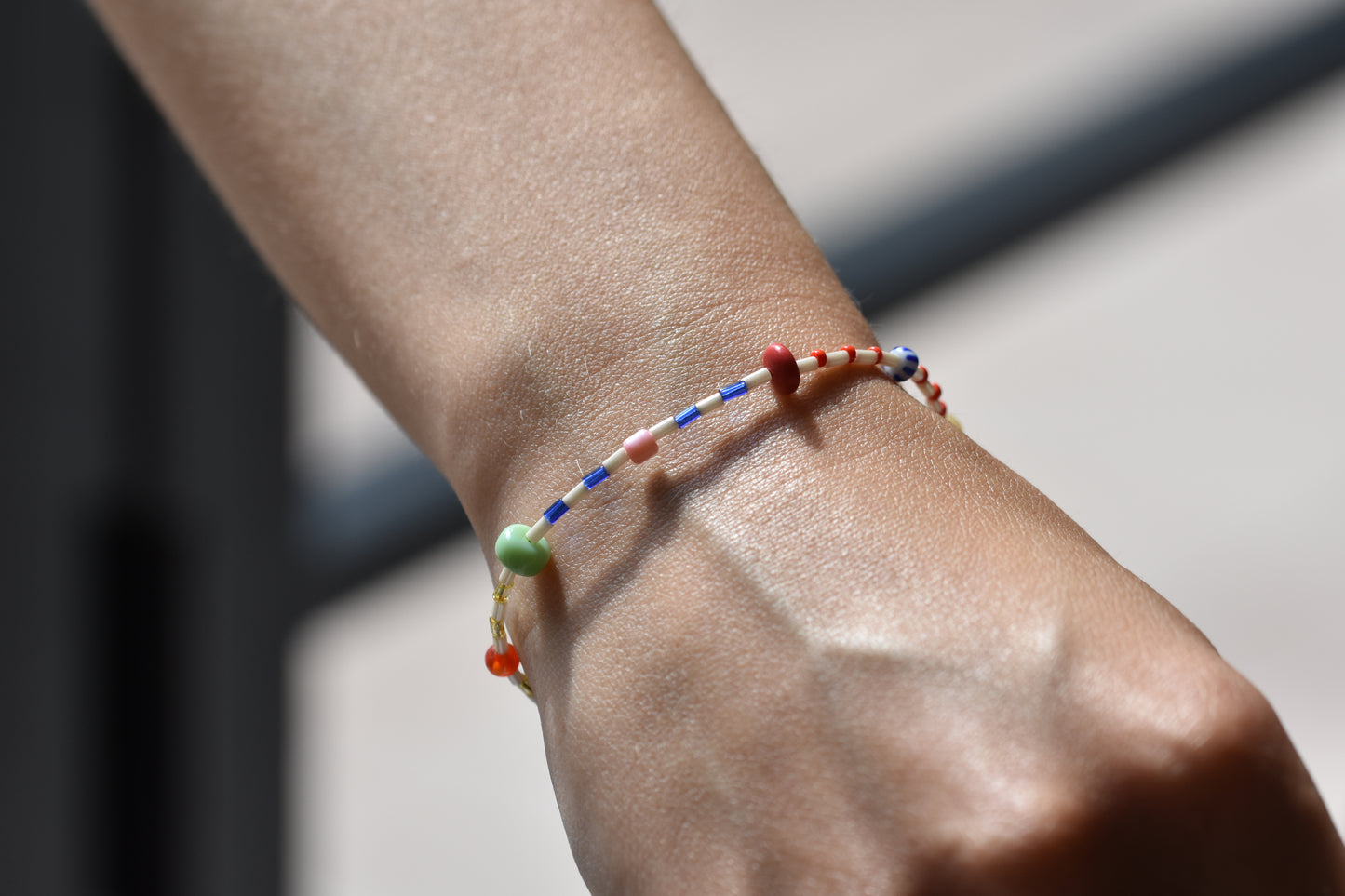 By my hands Little Bracelet with multicoloured Miyuki and Toho seed beads and gold-filled fastenings.
