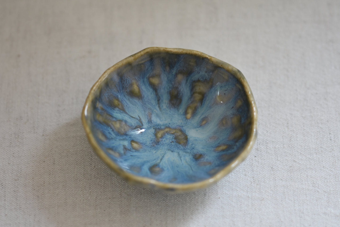 Blume Ceramics stoneware glazed jewellery dish in blue.