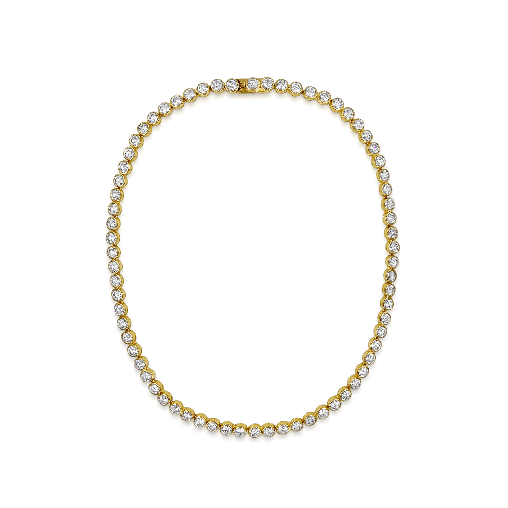 Daphine Chris gold tennis necklace with cubic zirconia.