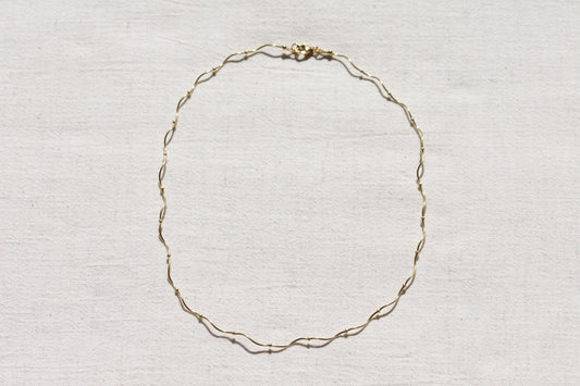 By my hands Ripple Chain Necklace with wavy, gold-filled ripples, Miyuki beads and gold-filled fastenings.