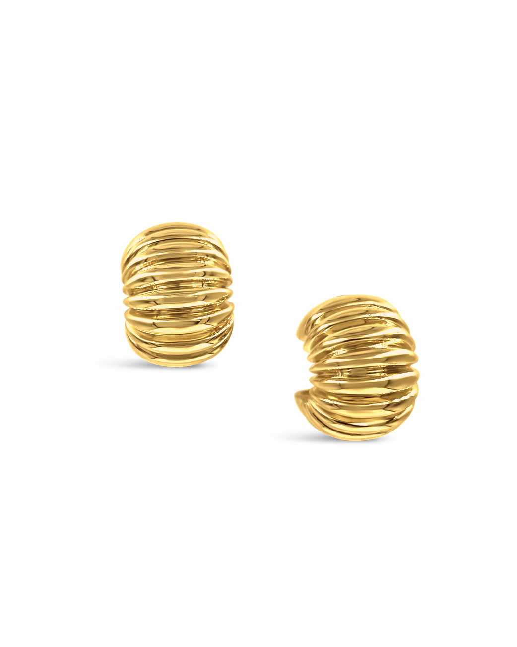 Daphine Clara gold chunky ribbed hoop earrings.